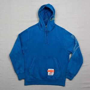 Nike Blue Doodle Graphic Hoodie Pullover‎ Just Do It Mens Size S